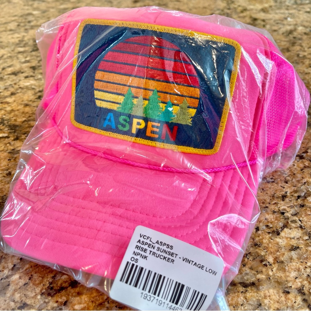 NWT Aviator Nation Pink Trucker Hat Aspen Sunset Rainbow embroidered patch - Picture 8 of 14